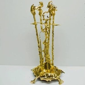 Free Standing Brass Fireplace Set, Fireplace Set, Fireplace Poker, Fireplace Tongs, Shovel, Broom, Brass Fireplace Poker, Fireplace Tools