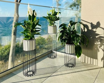 Balkon Metall Blumenständer, Blumenständer, Gold Blumenständer, Blumentopf, Loft Blumentopf Ständer, moderner Metall Boden Blumenständer, Home Decor