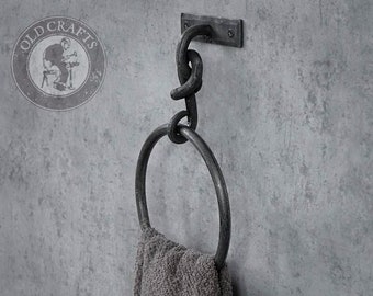 Wrought Cast Iron TOWEL RING, Vintage Rustic Industrial Iron Towel Holder, Wall Mount Bathroom Toilet Towel Holder, Towel Ring, Towel Rail