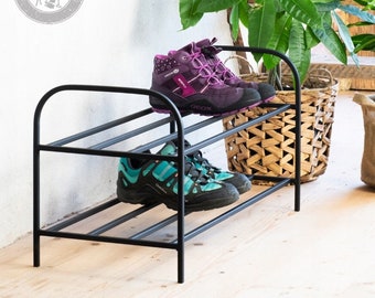 Metal Shoe Industrial 2 Tier, Metal Shoe Rack, Schuhregal Modern,Minimal Shoe Rack, Entryway Organization for shoes, Metal Shoe Rack