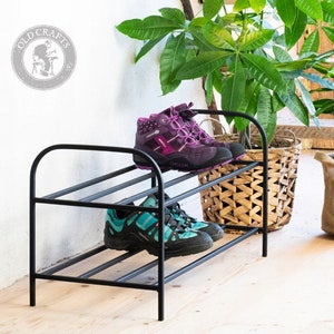 Metal Shoe Industrial 2 Tier, Metal Shoe Rack, Schuhregal Modern,Minimal Shoe Rack, Entryway Organization for shoes, Metal Shoe Rack
