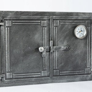 Smokehouse Double Door, Cast Iron Door with Thermometer, for Bread Oven, Pizza Oven Door, Smoker for Home or Garden, Tiled Stove Doors, DIY