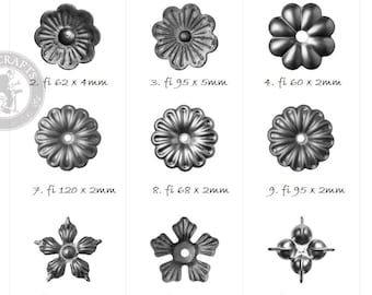 Flowers Rosette Ornament, Metal Flower, Cast Iron Flower Rosette, Iron Medallion, Hardware for Gates and Railings, Decorative, Metal Rose