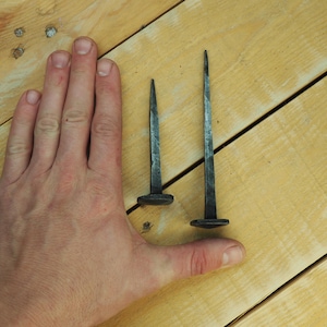 Hand-Forged Square Head Nails – Rustic Wrought Iron Nails, 95 mm - 130 mm (3 3/4&quot; - 5 1/8&quot;), Vintage Hardware, Heavy Duty, Handmade Nails