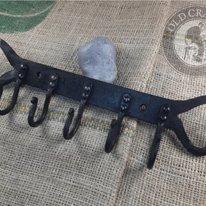 Forged Clothes Hanger, Blacksmith Hand Forged, Antique Black Iron Traditional Hooks Coat, Hat Clothes Door Holder, Rack Hook Wall Hanger