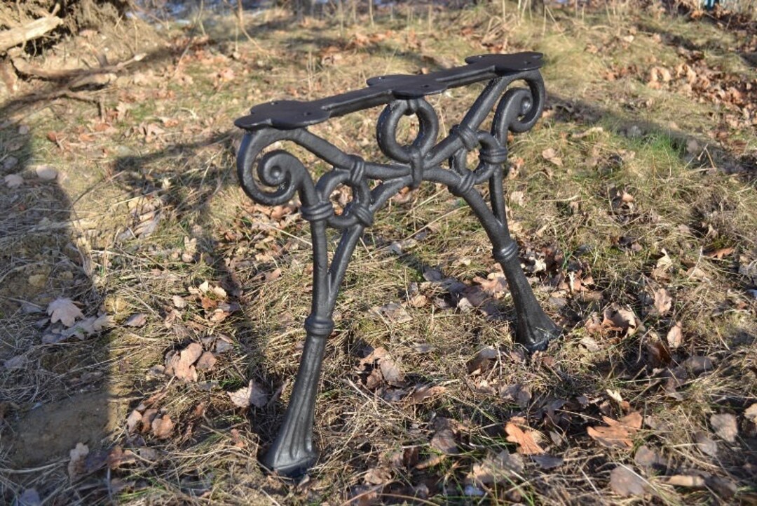 Pair of Ornamental Cast Iron Bench Legs, Bench Without Backrest, Iron