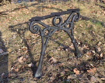 Pair of Ornamental Cast Iron Bench Legs, Bench without Backrest, Iron Base of the Bench, Countryside Bench, Park Bench, Antique Bench Leg