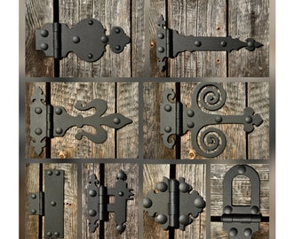 Bisagra decorativa forjada a mano, bisagra para puertas de granero, bisagras de puertas de granja, bisagras ornamentales de muebles, bisagras de pecho, bisagras de herrero DIY