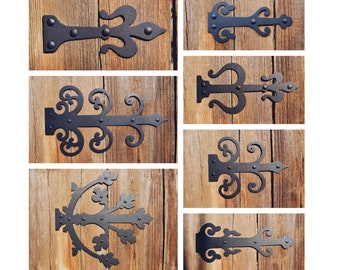 XL Hand Forged Dummy Hinge, Decorative Hinge, Faux Fake Hinge, Bracket for Barn Doors, Farmhouse Gates, Faux Arrow Ding Hinges, Strap Hinge
