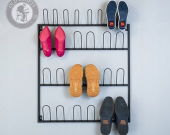 Hangende metalen schoenenkast, schoenenrek aan de muur, schoenenrek, Schuhregal, schoenenrek, entreeorganisatie voor schoenen, metalen schoenenrek