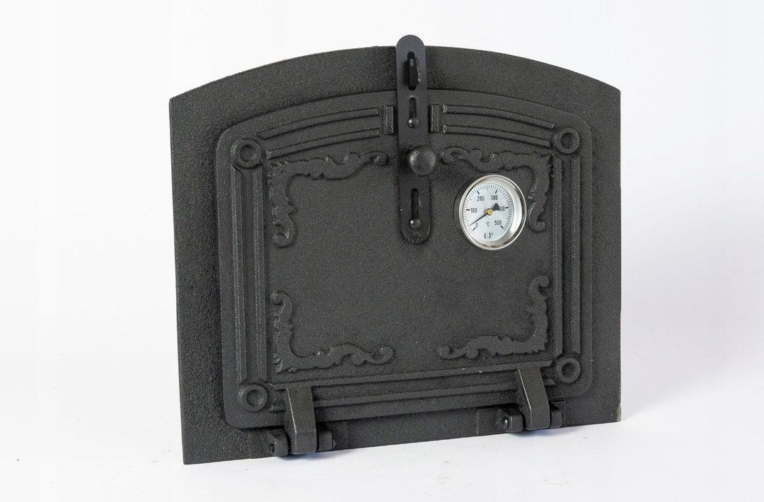 Porte De Four/cheminée En Fonte - Modèle ZEb20, Finition Noir Mat/bois - Neuf, Fabriqué En Pologne - Poids 6,1 Kg