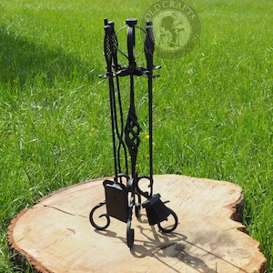 Wrought Iron Fireplace Set, Fireplace Set, Fireplace Poker, Fireplace Tongs, Shovel, Broom, Hand Forged, Fireplace Gift, Fireplace Tools,DIY