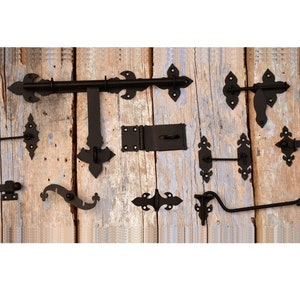 Cottage Forged Iron Slide Bolt Lock, Shutters Latch Lock, Rustic Door Garage Barn Lock, Blacksmith Latch Slide Bolt, Padlock,Slide Latch,DIY