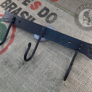 Forged Clothes Hanger, Blacksmith Hand Forged, Antique Black Iron Traditional Hooks Coat, Hat Clothes Door Holder, Rack Hook Wall Hanger