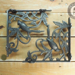 Pair of Rustic Shelf Brackets 190mm, Rustic Iron Brackets, Vintage Wall Shelf Brackets, Wooden Shelf Brackets,  Vintage Bookshelf Bracket