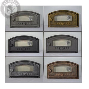 27,5 x 48,5 cm Cast Iron Fire Door Clay, Bread Oven Doors Pizza Stove Fireplace, Wood-Fired Oven Door with Left Right Handle, 6 Colors, BBQ