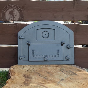 Wood Stove Door, Arched Fireplace Door, Pizza Stove Door with Glass, Cast Iron Pizza Oven Door, Pizza Door with Thermometer, Fireplace Door