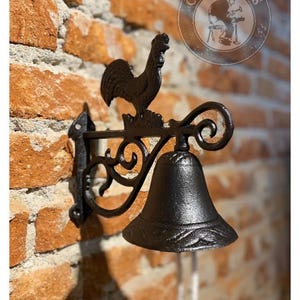 Welcome Door Bell, Bell with a Rooster, Antique Home Decor, Wall Ring Bell, Cast Iron Wall Bell, Cast Iron Doorbell, Hanging Door Bell, Loft