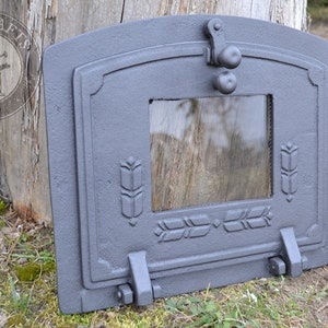 Pizza Oven Door with Glass, Arched Stove Door, Smokehouse Door, Cast Iron Fire Door, Bread Oven Door, Fireplace Door, Garden Stoves Pizza