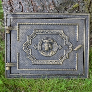 32.5x25.5cm Wood Stove Door, Cast Iron Oven Door, Ornamental Iron Door, Stove Part, Stove Door, Fireplace Door, BBQ, Antique Stove Door