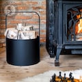 Firewood Metal Basket With Handle, Wood Storage, Farmhouse Basket, Rustic Basket, Fireplace Decor, Firewood Storage, Firewood Holder