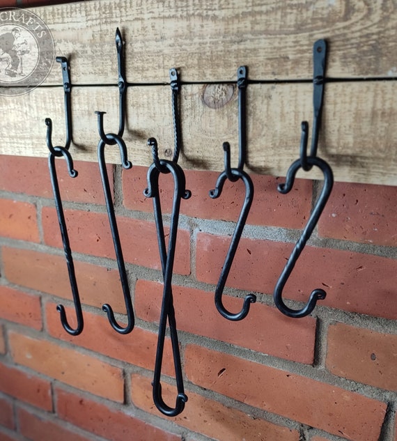 S Hooks, Hand Forged S Hook, Twisted Iron S Hooks Set, Metal S Hook Bulk,  Decorative Long S Type Hanger, Rustic Steel S Shaped Hanging Hooks 