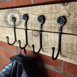 4er-Set geschmiedete Schmiedehaken, Wandhaken aus Eisen, Kleiderhaken, Stahlhaken, Eisen, Kleiderhaken, Handtuchhalter, Wanddekoration, DIY