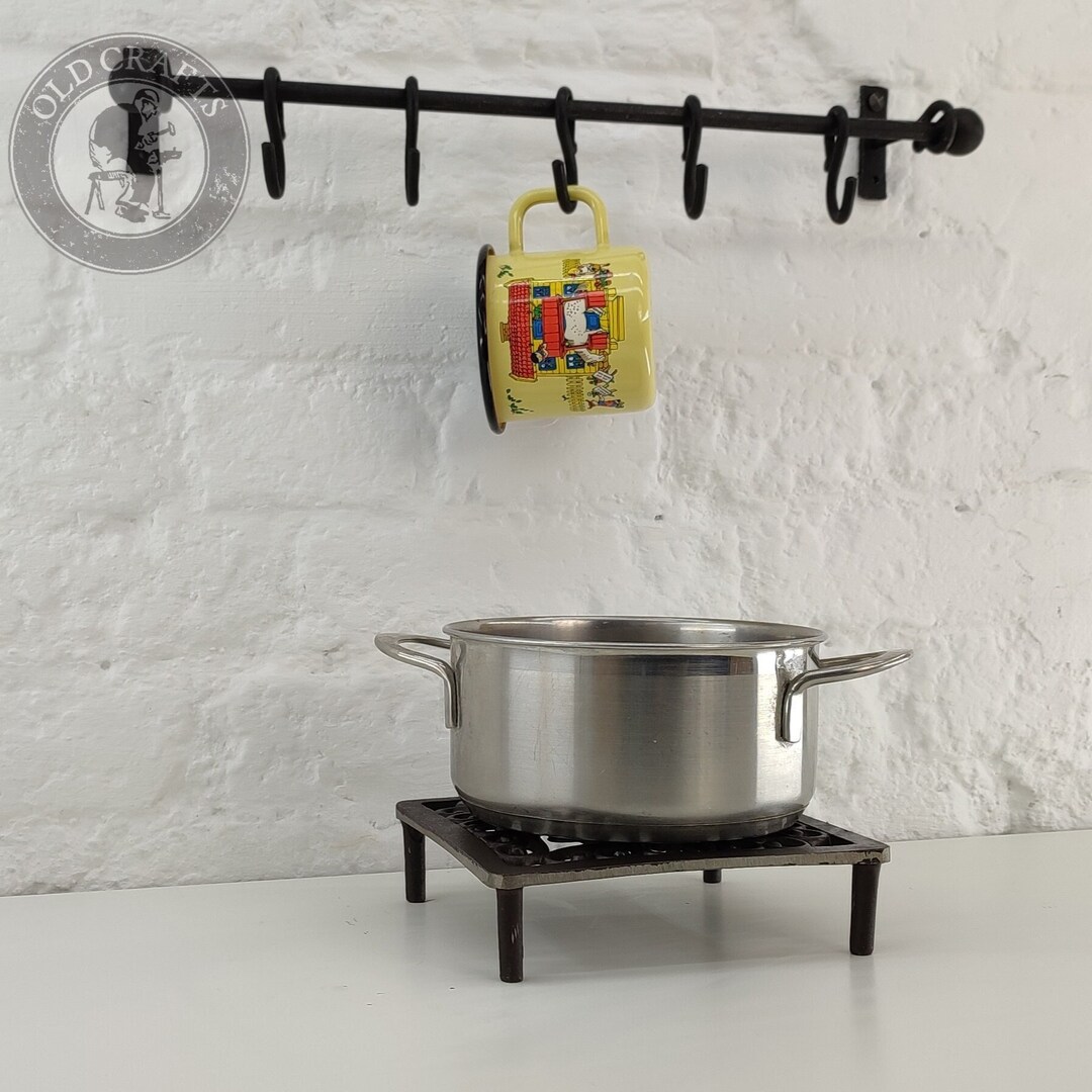 Hand Forged Pot Rack, Rustic Wall Mounted Kitchen Hook Holder, Wrought ...