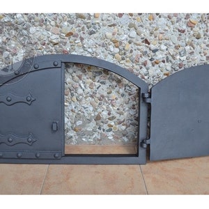 Arched Fireplace Door, Vintage Double Stove Door, Wood Burning Fireplace Door, Pizza Oven, Cast Iron Oven Door, Rustic Fireplace Door, Iron