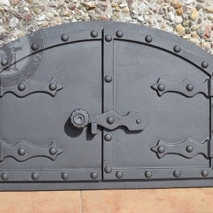 Vintage Double Stove Doors, 21x14&#39;&#39;, Wood Burning Fireplace Entrance, Pizza Oven Access, Cast Iron Bread Oven Door, Oven Door, Stove Door