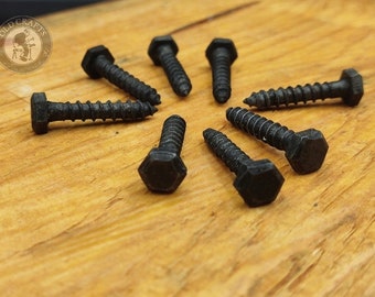 Pack of 10 HAND FORGED screws, Head wrought Iron Blacksmith, Rustica Nails, Old Rustic M5 Screws, Furniture Screw, Wood Crafts Forged Screws