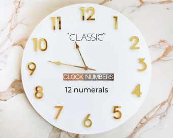 Mirrored self adhesive Acrylic ARABIC CLASSIC 12 pcs Numbers (Numerals) for a Wall Clock