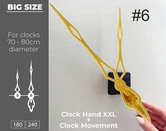 XXL Mirrored Acrylic Clock Hands: Modern Art Decor