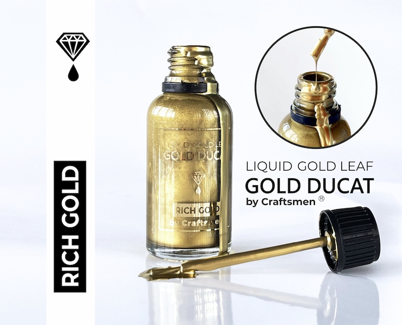 Peinture liquide à la feuille d'or Gold Ducat , 30 ml Rich gold