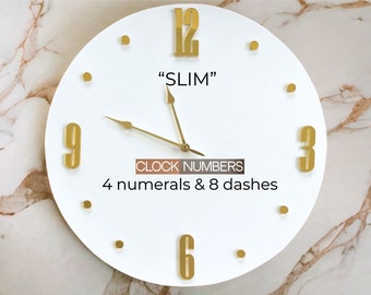 Mirrored self adhesive Acrylic Numbers (Numerals) and dashes for a Wall Clock