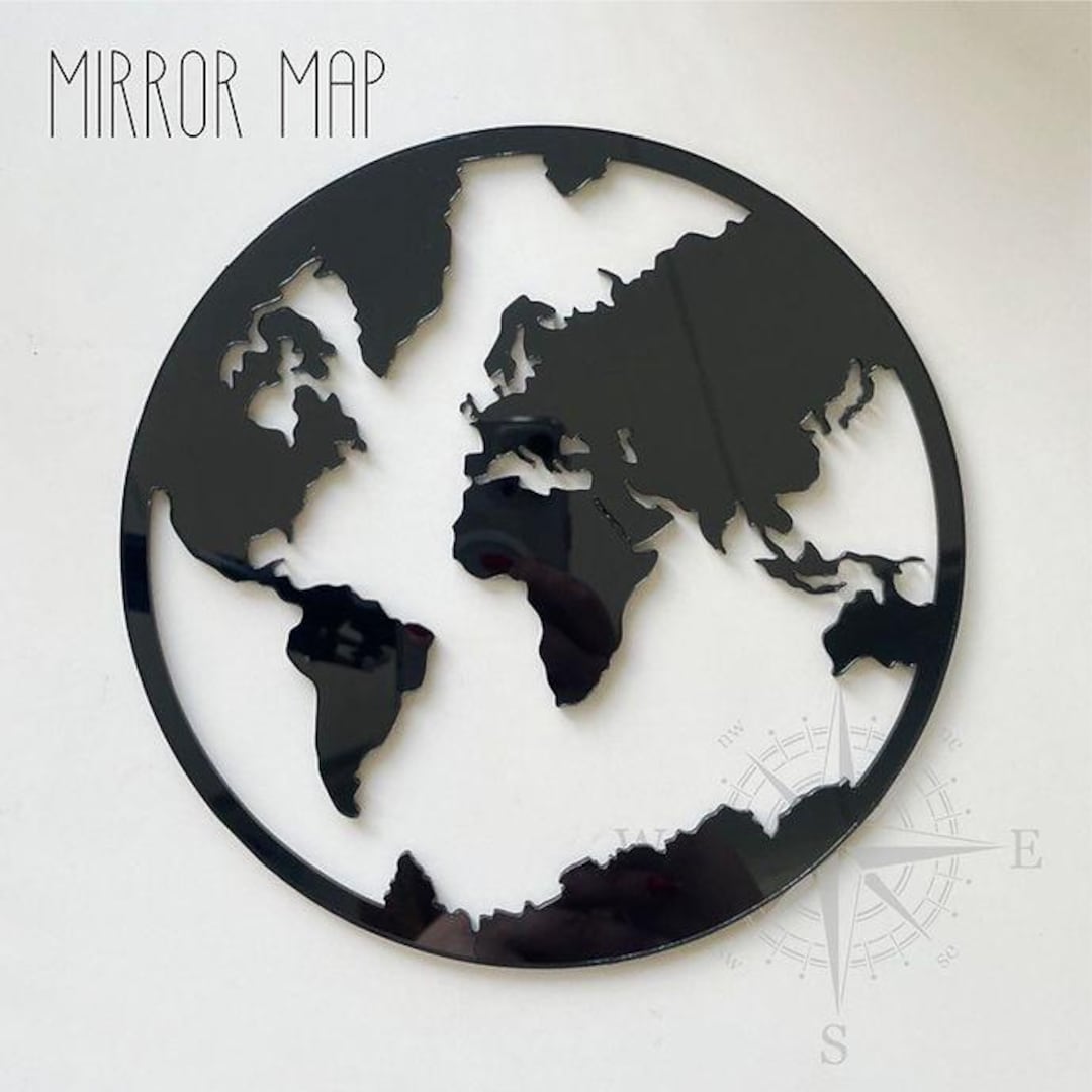 Mirror Clock Decor Mirror Map for Wall Decor - Etsy