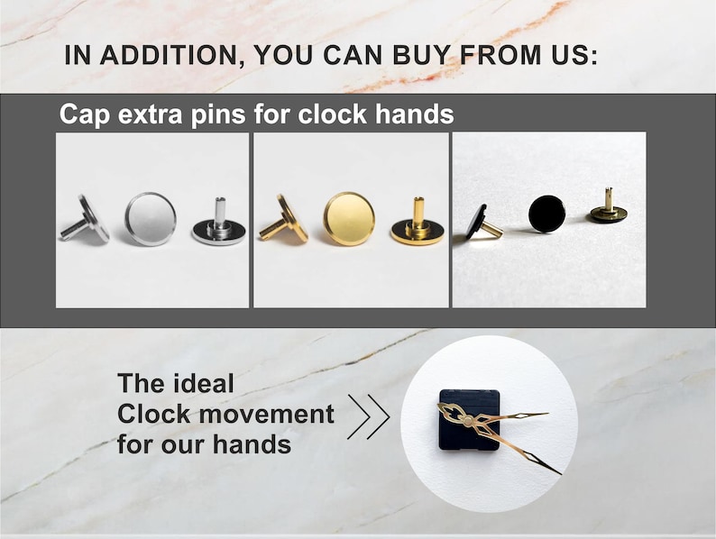 Mirror clock hands 5 designs Part 1 Cap Extra Pin