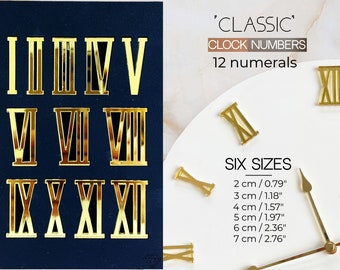 Mirrored self adhesive Acrylic Numbers (Numerals) and dashes for a Wall Clock