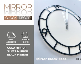 Mirror clock face decor - Mirror clock for wall Resin clock Ziffernblatt Circle wall clock Gold Silver Mirror clock wall decor 20, 30, 40 cm