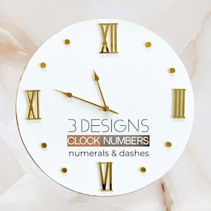 Mirrored self adhesive Acrylic Numbers (Numerals) and dashes for a Wall Clock