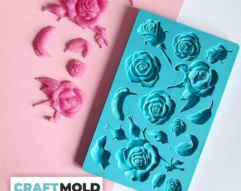 Sculptural 3D mold Small Roses