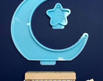 Silicone Mold Crescent Moon for 3D LED lamp with stand