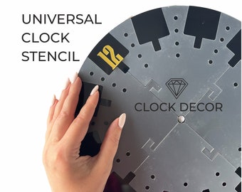 Pochoir de fabrication d'horloge DIY : modèle de cadran d'horloge en résine avec découpes numériques