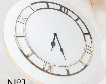 Mirror clock face decor - Mirror clock for wall - Gold Silver Mirror clock wall decor 20, 30, 40 cm