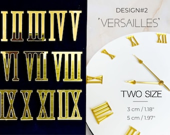 Mirrored self adhesive Acrylic ROMAN VERSAILLES 12 pcs Numbers (Numerals) for a Wall Clock