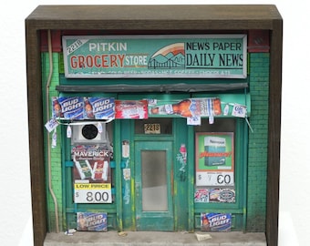 New York Pitkin Grocery Storefront Miniature Diorama