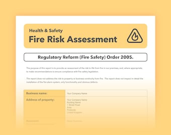 Fire Risk Assessment Form for Small Business / Retail / Office, Ready To Use Health & Safety Template, Identify Risks, Improve Precautions
