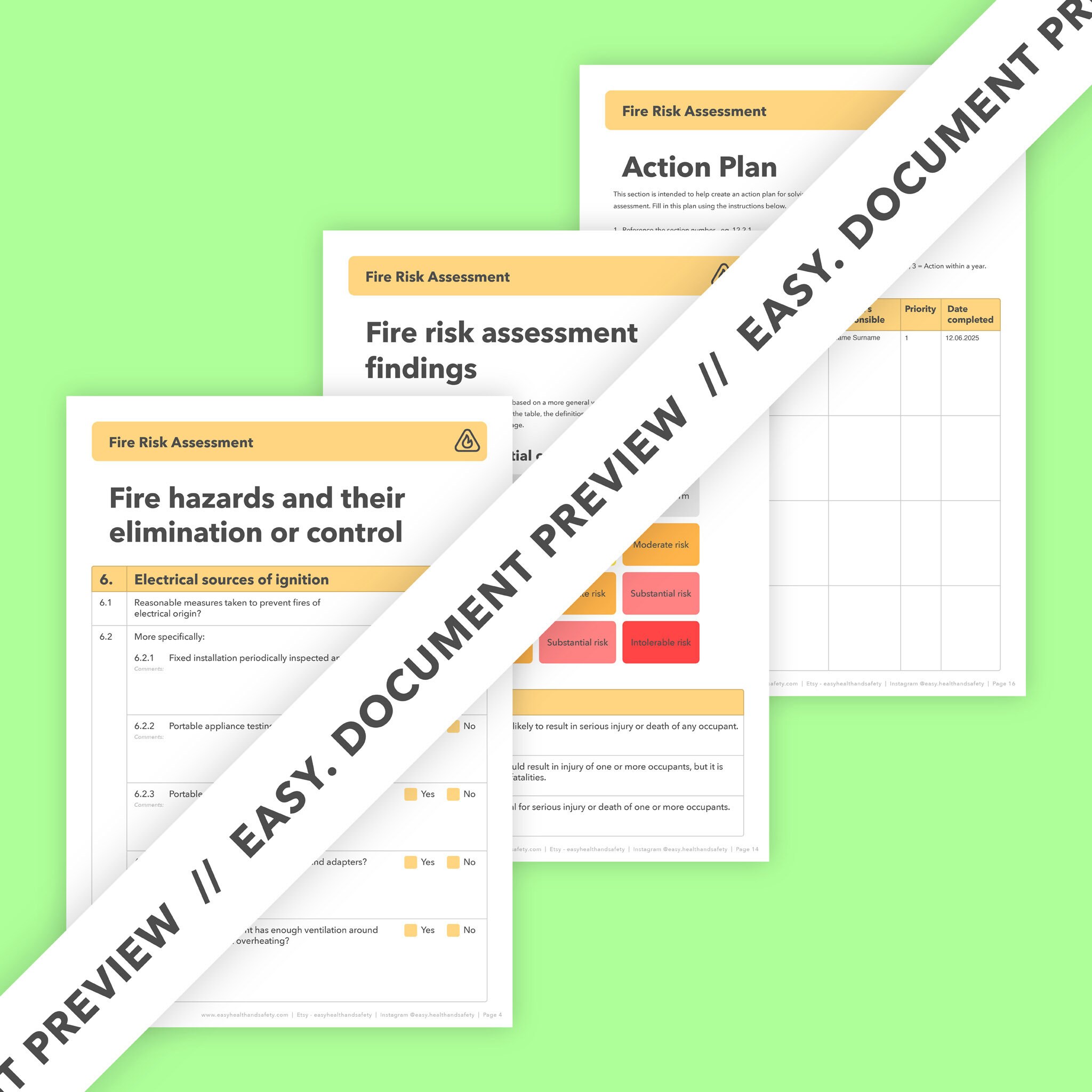 Fire Risk Assessment Form for Small Business / Retail / Office, Ready ...