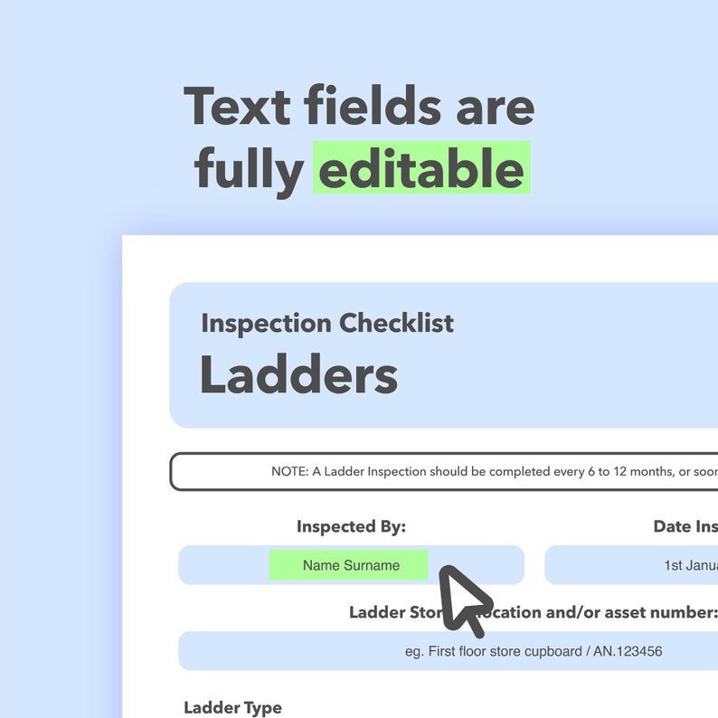 Ladder Inspection Checklist Template Form for Small Business, Health
