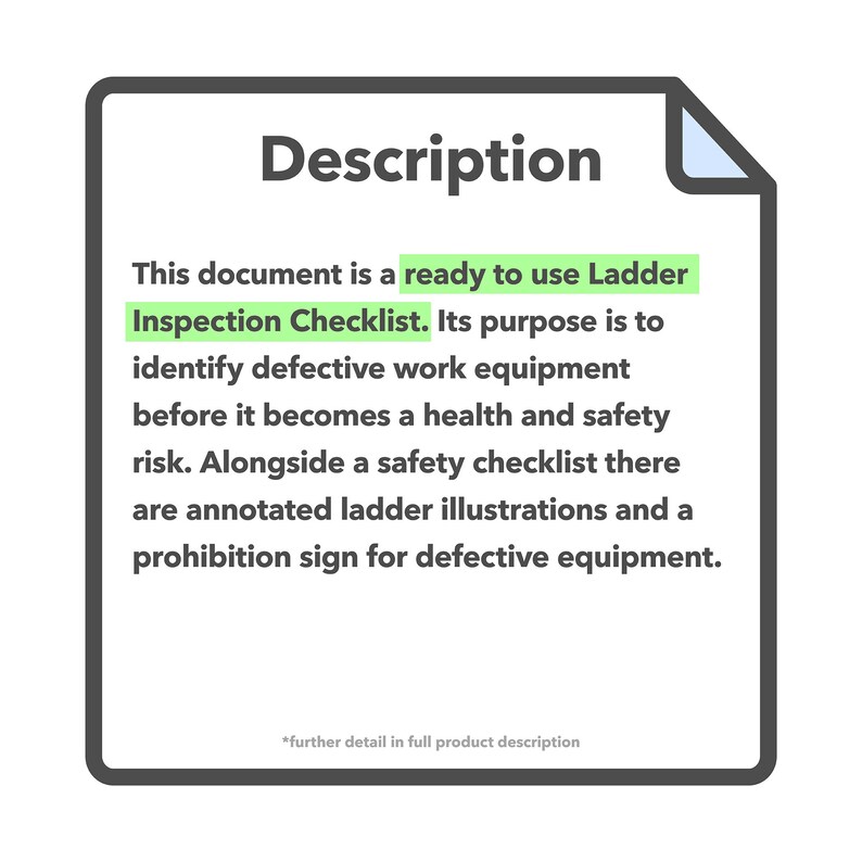 Ladder Inspection Checklist Template Form for Small Business, Health